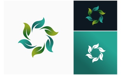 Logotipo circular de follaje de hojas de hoja