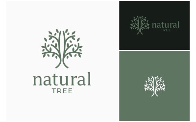 Logotipo Da Linha De Ramo De Folhas De Árvore De Primavera