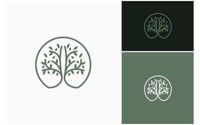 Logotipo de arte em linha de árvore natural