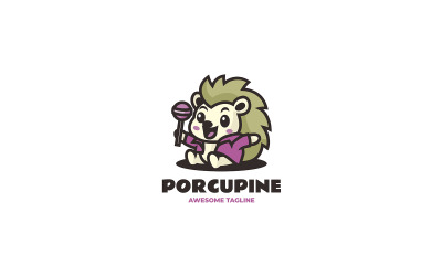 Logotipo de desenho animado da mascote do porco-espinho 1