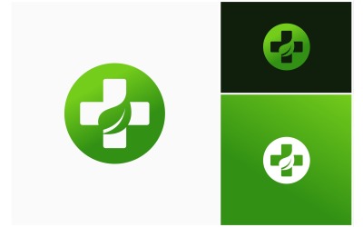 Logotipo De Hoja Verde De Farmacia Médica