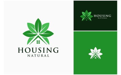 Logotipo Verde De Las Hojas Del Techo De La Casa