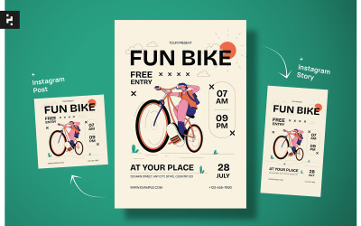 Modèle de Flyer de vélo simple et amusant