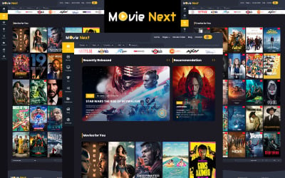 Movie Next - Modello di sito web di intrattenimento reattivo per film e serie TV online