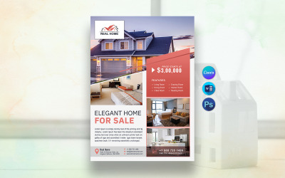 Onroerend goed Flyer ontwerpsjabloon Canva &amp;amp; Word
