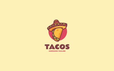 Tacos, nourriture, simple, mascotte, logo
