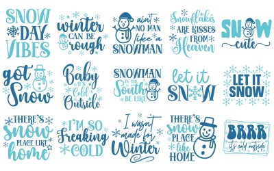 Вигадливі зимові снігові емоції SVG | Святкові святкові ілюстрації | Цифрове завантаження