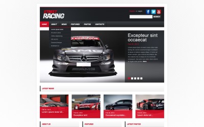 Plantilla de sitio web adaptable de carreras de coches