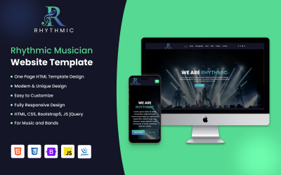 Ritmisch Muzikant | Websitesjabloon voor één pagina muziek en bands