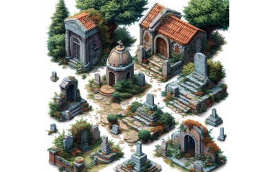 Cmentarze Zestaw zasobów gier wideo Arkusz sprite 3