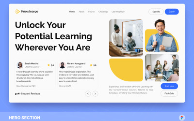 KnowLearge – Online Learning Hero Section Figma sablon