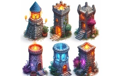 Mage towers Set of Video Games Assets Sprite Sheet 11