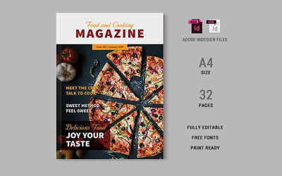 Sjabloon voor tijdschrift over eten en koken