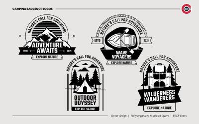 Badges or Emblem Logos for Camping &amp;amp; Forest Adventure
