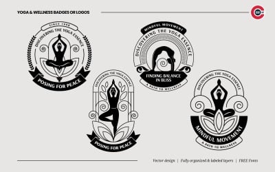 Distintivi o loghi emblema per Yoga e benessere