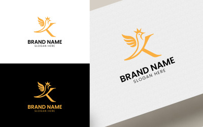 Letter K koningin vogel logo sjabloon