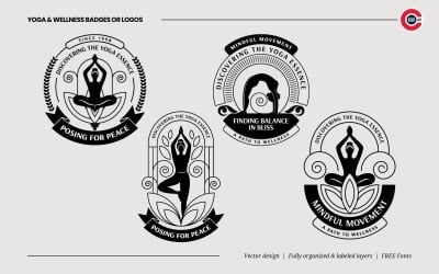 Odznaki lub logo godła dla jogi i dobrego samopoczucia
