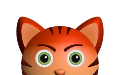 Gato laranja 3D xingando com raiva e olhos verdes