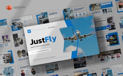 Justfly — szablon Powerpoint dotyczący lotnictwa linii lotniczych