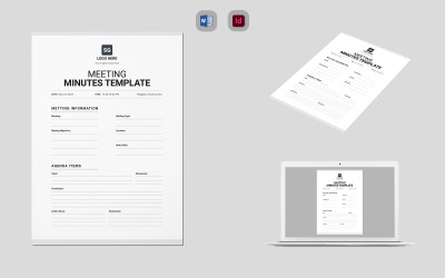 Meeting Minutes Template MS Word &amp;amp; Indesign