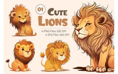 Cute cartoon lions 01. TShirt Sticker. FREE