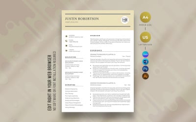 Modelo de currículo de desenvolvedor web Canva