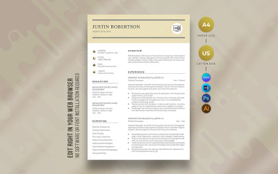 Plantilla de currículum de desarrollador web Canva