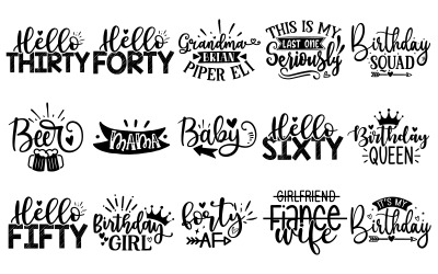 Všechno nejlepší k narozeninám typografie SVG | Slavnostní ilustrace pro karty, dekorace, zavírače dortů