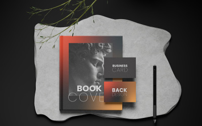 Business Card Mockup With Book Cover Mockup Vol 02