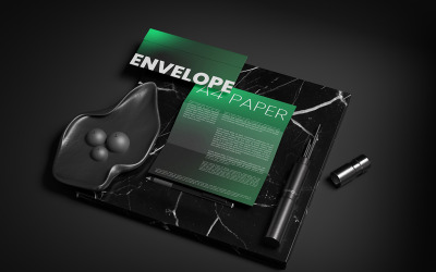 Envelope Mockup With A4 Paper Mockup Vol 05
