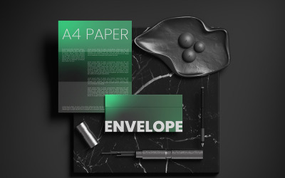 Mockup di busta con modello di carta A4 Vol 02
