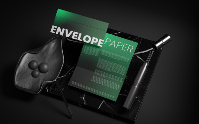 Mockup di busta con modello di carta A4 Vol 06