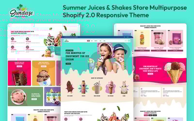 Sundaze - 夏季果汁和奶昔商店多用途 Shopify 2.0 响应式主题