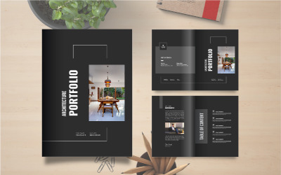 Architectuurportfoliosjabloon of interieurportfoliobrochure sjabloonindeling