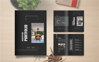 Modello di portfolio di architettura o layout del modello di brochure del portfolio interno