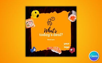 Modello per social media ristorante di sushi 07 - Completamente modificabile in Canva