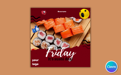 Sushi-Restaurant-Social-Media-Vorlage 04 – Vollständig editierbar in Canva
