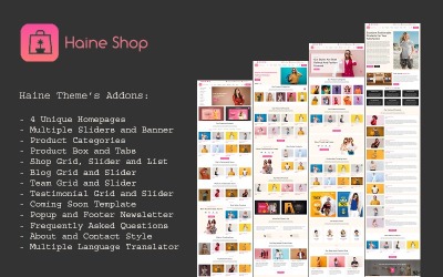 Haine - e-commerce winkel voor mode, kleding en online winkel Gratis WooCommerce-thema