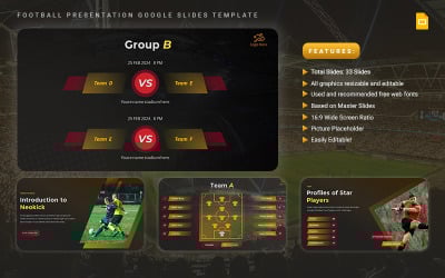 Neokick - Plantilla de diapositivas de Google para presentación de fútbol