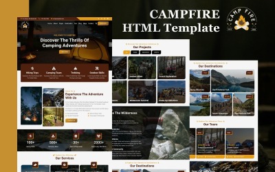 Campfire - vandring, camping och vandring HTML5 webbplatsmall