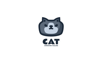 Einfaches Katzen-Maskottchen-Logo im Stil 5