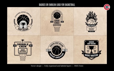 Insignias o logotipo emblema para baloncesto