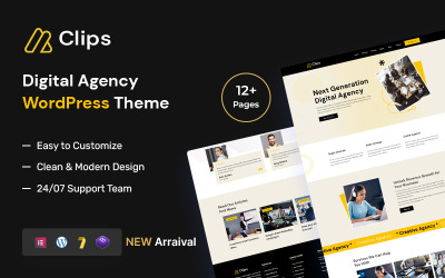 Кліпи – Тема WordPress Digital Agency Elementor