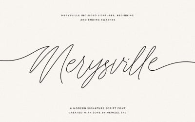 Merysville Signature Font With Tails