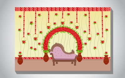 Rose Flower Wedding Stage Decoration Illustration Template