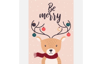 Satz flaches, modernes, handgezeichnetes Weihnachtskarten-Design