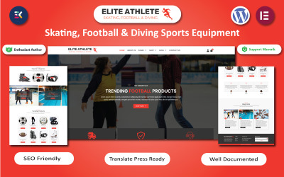 Elite Athlete - Paten, Futbol ve Dalış Spor Ekipmanları WooCommerce Şablonu