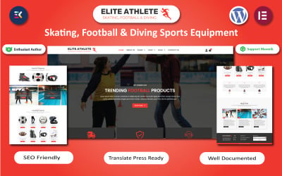 Elite Athlete - WooCommerce-Vorlage für Sportgeräte zum Skaten, Fußball und Tauchen