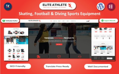 Elite-atleet - WooCommerce-sjabloon voor schaats-, voetbal- en duiksportuitrusting