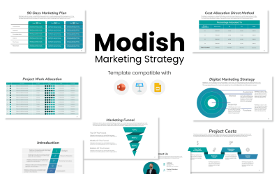 Modelo de PowerPoint de estratégia de marketing moderno